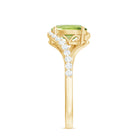 1.50 CT Oval Cut Peridot Solitaire Ring with Diamond Accent Peridot - ( AAA ) - Quality - Rosec Jewels