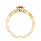 Oval Cut Solitaire Fire Opal and Diamond Bypass Ring Fire Opal - ( AAA ) - Quality - Rosec Jewels