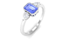 1 CT Beaded Bezel Set Tanzanite Solitaire Ring with Diamond Tanzanite - ( AAA ) - Quality - Rosec Jewels