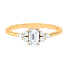 1 CT Octagon Cut Cubic Zirconia Engagement Ring with Trio Zircon - ( AAAA ) - Quality - Rosec Jewels