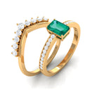 1.50 CT Certified Emerald Solitaire Ring Set with Diamond Emerald - ( AAA ) - Quality - Rosec Jewels