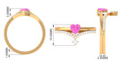 Heart Shape Pink Sapphire Stackable Ring Set with Diamond Pink Sapphire - ( AAA ) - Quality - Rosec Jewels