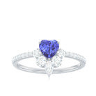 Designer Tanzanite Heart Solitaire Ring with Diamond Side Stones Tanzanite - ( AAA ) - Quality - Rosec Jewels