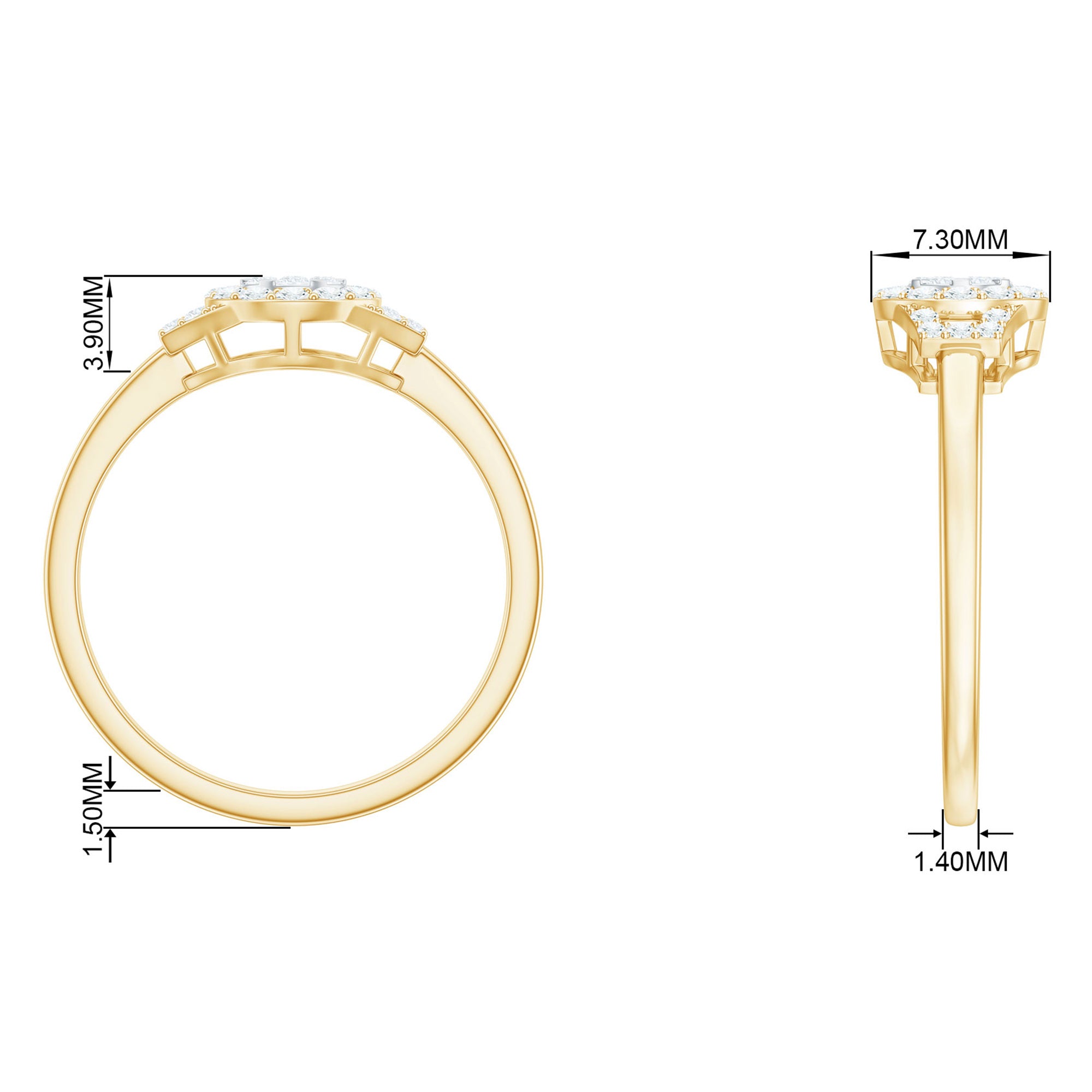 0.50 CT Minimal Zircon Engagement Ring in Gold Zircon - ( AAAA ) - Quality - Rosec Jewels