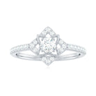 3/4 Carat Minimal Moissanite Flower Engagement Gold Ring Moissanite - ( D-VS1 ) - Color and Clarity - Rosec Jewels