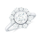 1.50 CT Bezel Set Zircon Statement Halo Engagement Ring Zircon - ( AAAA ) - Quality - Rosec Jewels