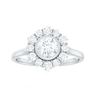 1.50 CT Bezel Set Zircon Statement Halo Engagement Ring Zircon - ( AAAA ) - Quality - Rosec Jewels