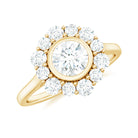 1.50 CT Bezel Set Zircon Statement Halo Engagement Ring Zircon - ( AAAA ) - Quality - Rosec Jewels