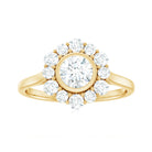 1.50 CT Bezel Set Zircon Statement Halo Engagement Ring Zircon - ( AAAA ) - Quality - Rosec Jewels