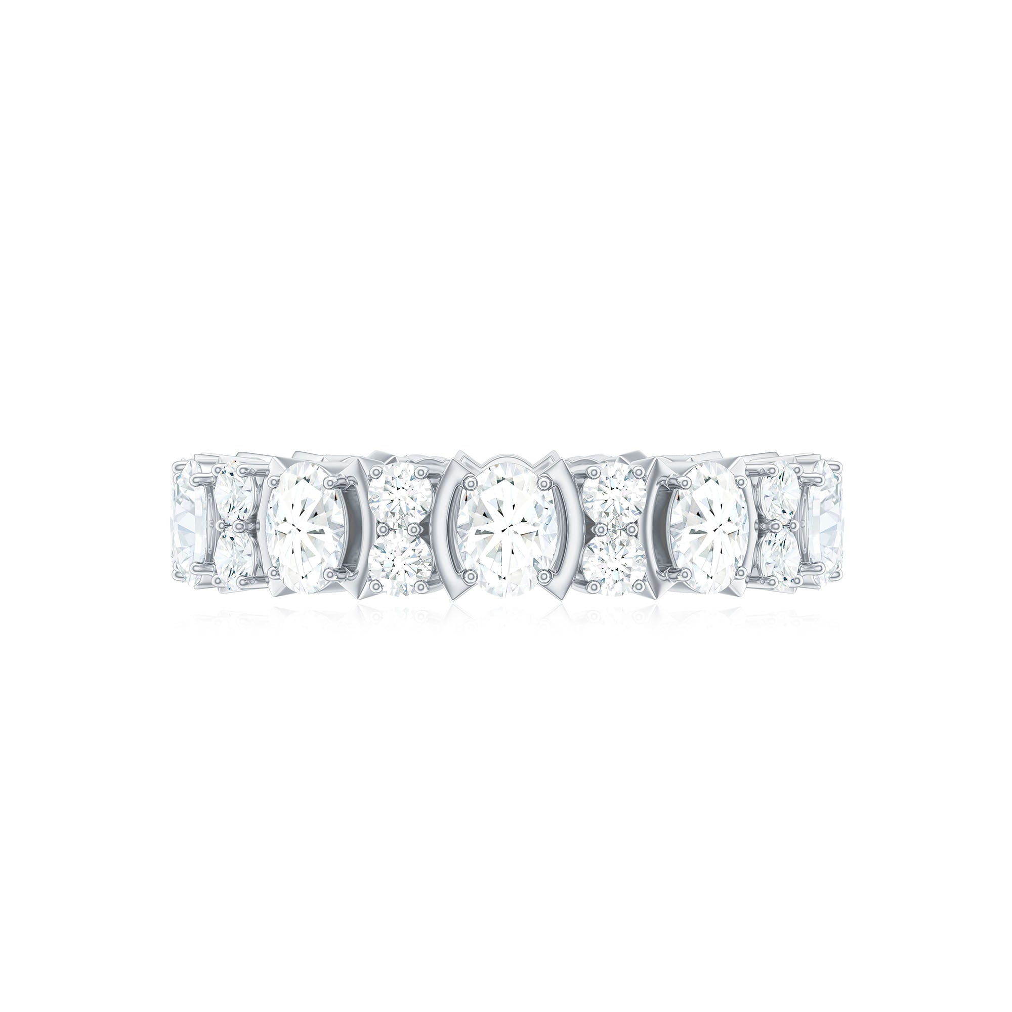 Oval and Round Cut Moissanite Eternity Ring Moissanite - ( D-VS1 ) - Color and Clarity - Rosec Jewels