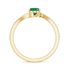 1 CT Oval Emerald Solitaire Bypass Ring with Diamond Emerald - ( AAA ) - Quality - Rosec Jewels