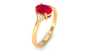 1 CT Oval Created Ruby Solitaire Ring with Diamond Accent Lab Created Ruby - ( AAAA ) - Quality - Rosec Jewels