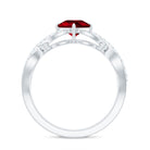 1 CT Solitaire Created Ruby Crossover Engagement Ring with Diamond Lab Created Ruby - ( AAAA ) - Quality - Rosec Jewels