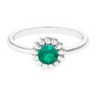 1/2 CT Round Cut Solitaire Emerald Gold Flower Ring Emerald - ( AAA ) - Quality - Rosec Jewels