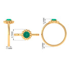 1/2 CT Round Cut Solitaire Emerald Gold Flower Ring Emerald - ( AAA ) - Quality - Rosec Jewels