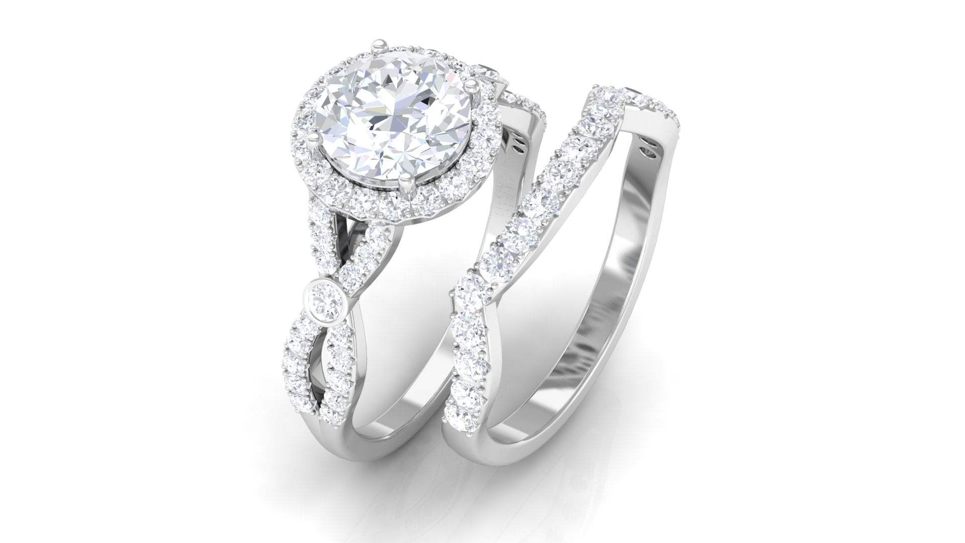 5.25 CT Prong Set Moissanite Engagement Ring with Enhancer Ring Moissanite - ( D-VS1 ) - Color and Clarity - Rosec Jewels