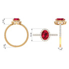 2 CT Oval Cut Ruby Cocktail Engagement Ring with Diamond Accent Ruby - ( AAA ) - Quality - Rosec Jewels