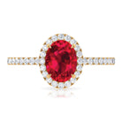 2 CT Oval Cut Ruby Cocktail Engagement Ring with Diamond Accent Ruby - ( AAA ) - Quality - Rosec Jewels