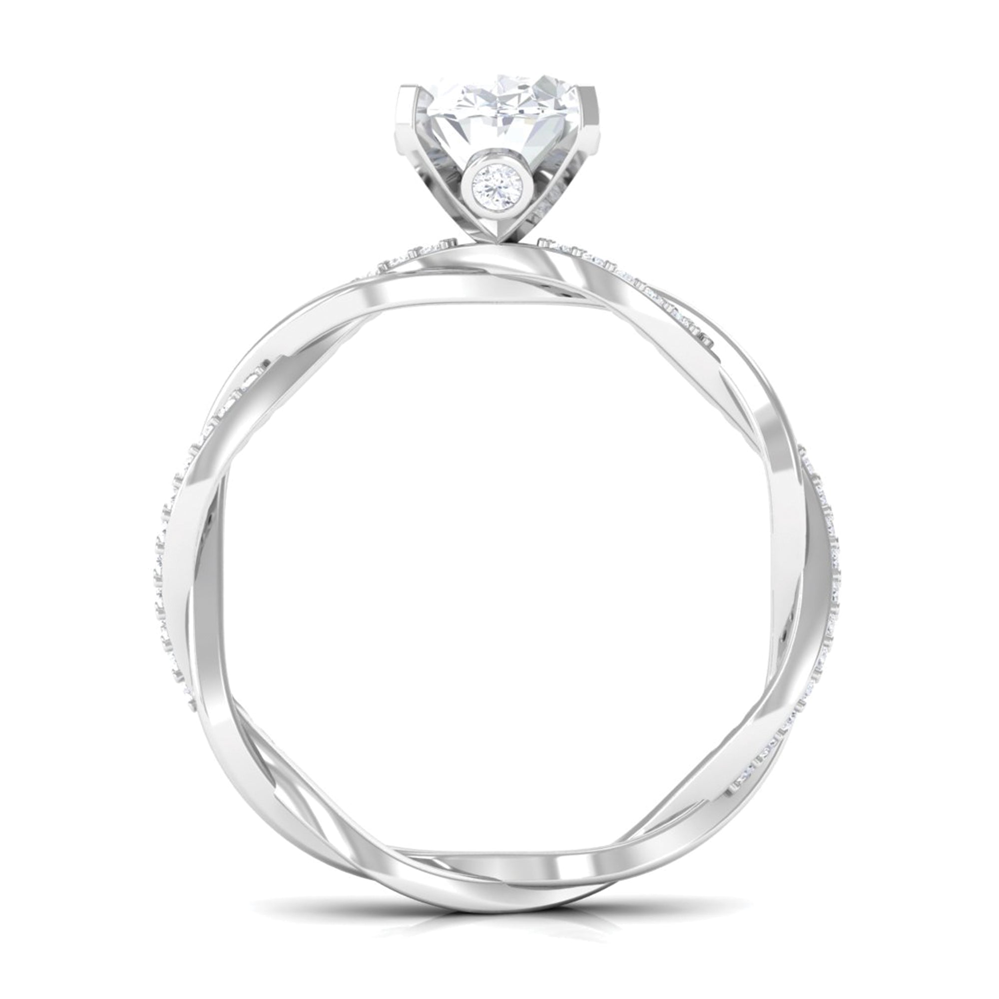 Oval Shape Moissanite Solitaire Engagement Ring with Braided Shank Moissanite - ( D-VS1 ) - Color and Clarity - Rosec Jewels