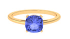 Cushion Cut Tanzanite Solitaire Ring in Prong Setting Tanzanite - ( AAA ) - Quality - Rosec Jewels