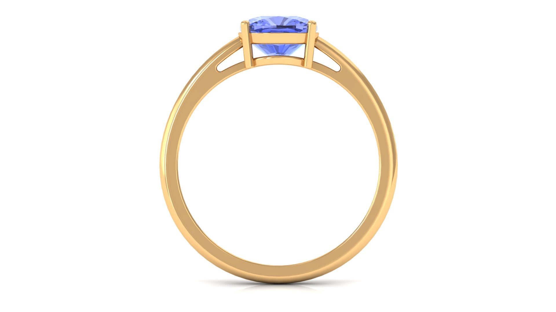 Cushion Cut Tanzanite Solitaire Ring in Prong Setting Tanzanite - ( AAA ) - Quality - Rosec Jewels