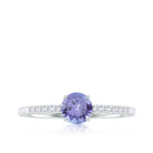 Classic Ring with Tanzanite Solitaire and Diamond Side Stones Tanzanite - ( AAA ) - Quality - Rosec Jewels