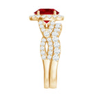 4 CT Created Ruby and Moissanite Crossover Bridal Ring Set Lab Created Ruby - ( AAAA ) - Quality - Rosec Jewels