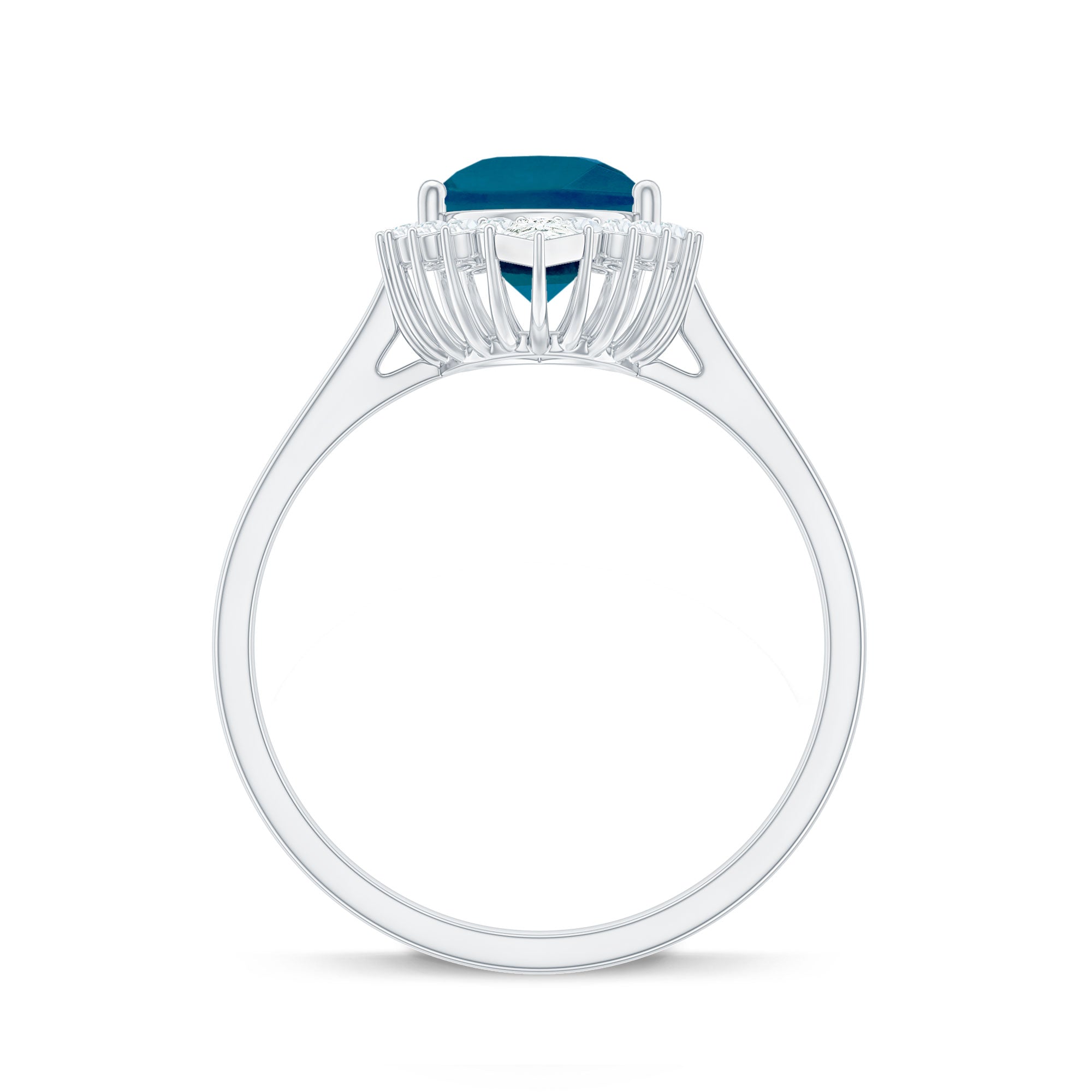 2 CT London Blue Topaz Cocktail Engagement Ring with Diamond Halo London Blue Topaz - ( AAA ) - Quality - Rosec Jewels