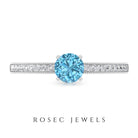 Milgrain Swiss Blue Topaz Engagement Ring with Diamond Swiss Blue Topaz - ( AAA ) - Quality - Rosec Jewels