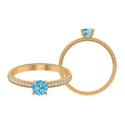 Milgrain Swiss Blue Topaz Engagement Ring with Diamond Swiss Blue Topaz - ( AAA ) - Quality - Rosec Jewels