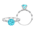 2.50 CT Solitaire Swiss Blue Topaz Engagement Ring with Diamond Swiss Blue Topaz - ( AAA ) - Quality - Rosec Jewels