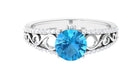 Designer Swiss Blue Topaz Solitaire Engagement Ring with Diamond Accents Swiss Blue Topaz - ( AAA ) - Quality - Rosec Jewels