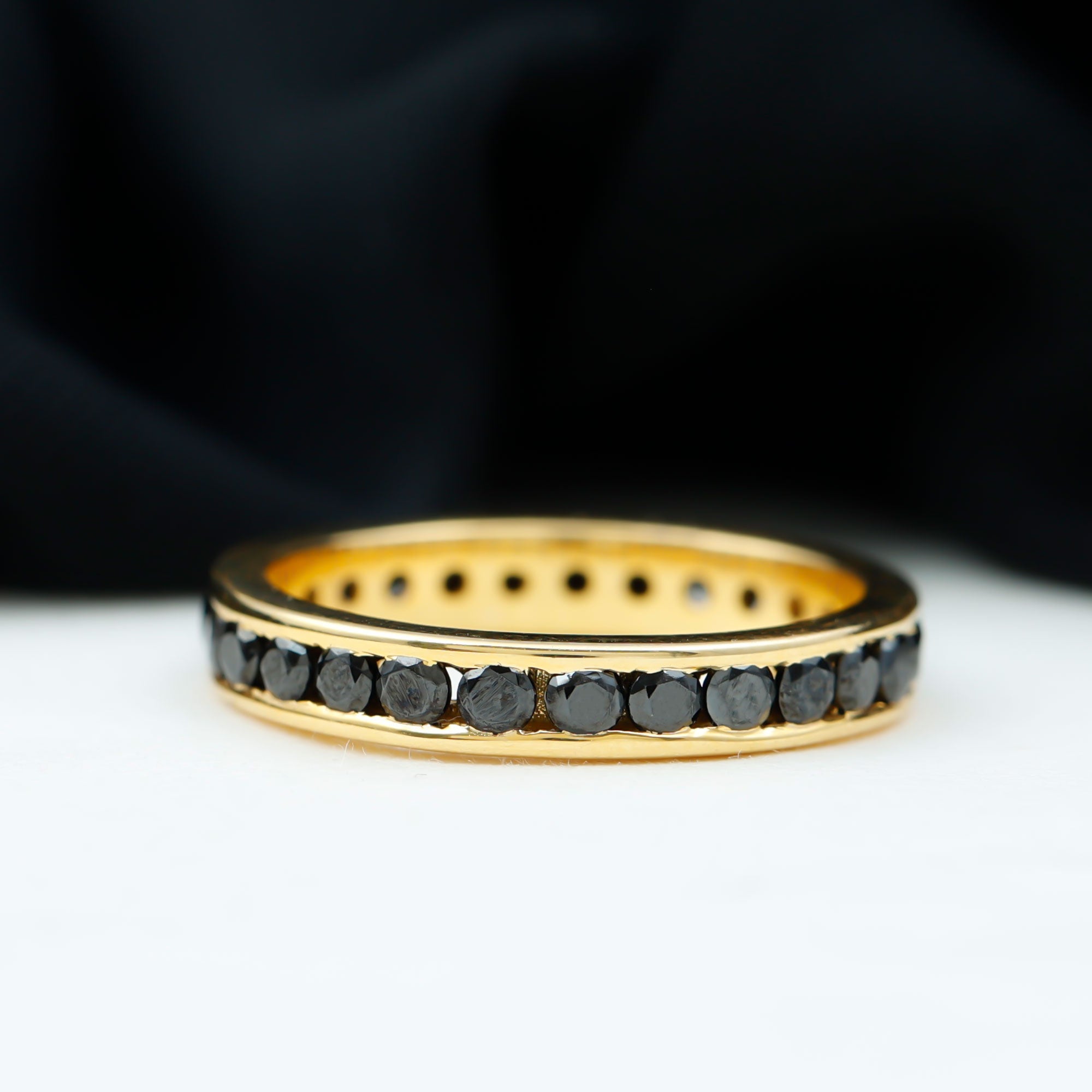 2.75 CT Channel Set Black Spinel Eternity Ring Black Spinel - ( AAA ) - Quality - Rosec Jewels