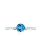 1.25 CT Solitaire Ring with Swiss Blue Topaz and Diamond Side Stones Swiss Blue Topaz - ( AAA ) - Quality - Rosec Jewels