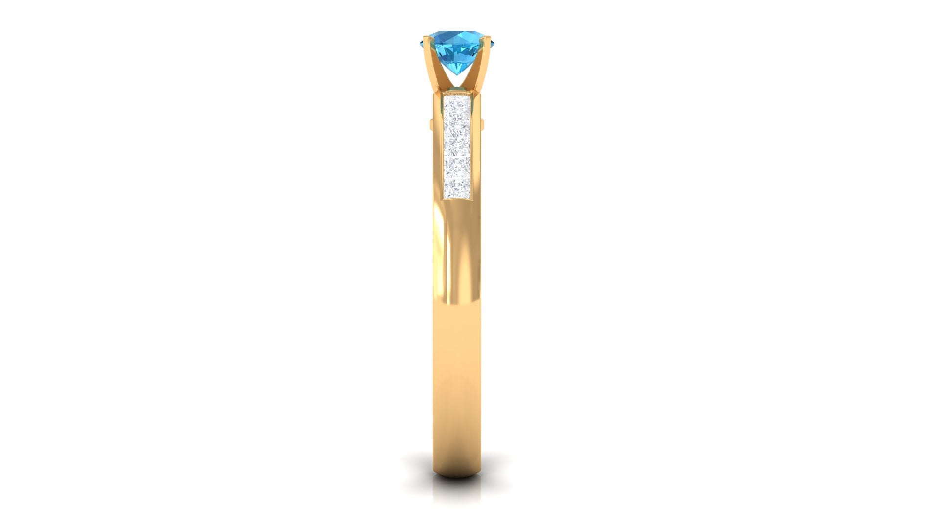1/2 CT Solitaire Accent Ring with Swiss Blue Topaz and Diamond Swiss Blue Topaz - ( AAA ) - Quality - Rosec Jewels