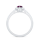 0.75 CT Rhodolite and Diamond Halo Engagement Ring Rhodolite - ( AAA ) - Quality - Rosec Jewels