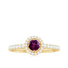 0.75 CT Rhodolite and Diamond Halo Engagement Ring Rhodolite - ( AAA ) - Quality - Rosec Jewels