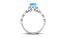 1.50 CT Swiss Blue Topaz and Moissanite Engagement Ring Set Swiss Blue Topaz - ( AAA ) - Quality - Rosec Jewels