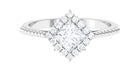 1.25 CT Princess Cut Moissanite Halo Engagement Ring in Gold Moissanite - ( D-VS1 ) - Color and Clarity - Rosec Jewels