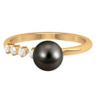 Designer Tahitian Pearl Solitaire Engagement Ring with Diamond Tahitian pearl - ( AAA ) - Quality - Rosec Jewels