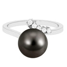 7.75 CT Designer Tahitian Pearl Solitaire Ring with Diamond Tahitian pearl - ( AAA ) - Quality - Rosec Jewels