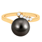 7.75 CT Designer Tahitian Pearl Solitaire Ring with Diamond Tahitian pearl - ( AAA ) - Quality - Rosec Jewels