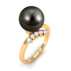 7.75 CT Designer Tahitian Pearl Solitaire Ring with Diamond Tahitian pearl - ( AAA ) - Quality - Rosec Jewels