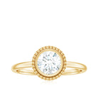 Round Shape Moissanite Solitaire Engagement Ring in Bezel Setting Moissanite - ( D-VS1 ) - Color and Clarity - Rosec Jewels