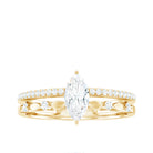 Marquise Cut Moissanite Solitaire Engagement Ring in Gold Moissanite - ( D-VS1 ) - Color and Clarity - Rosec Jewels