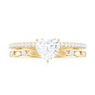 Heart Shape Moissanite Solitaire Engagement Ring in Gold Moissanite - ( D-VS1 ) - Color and Clarity - Rosec Jewels