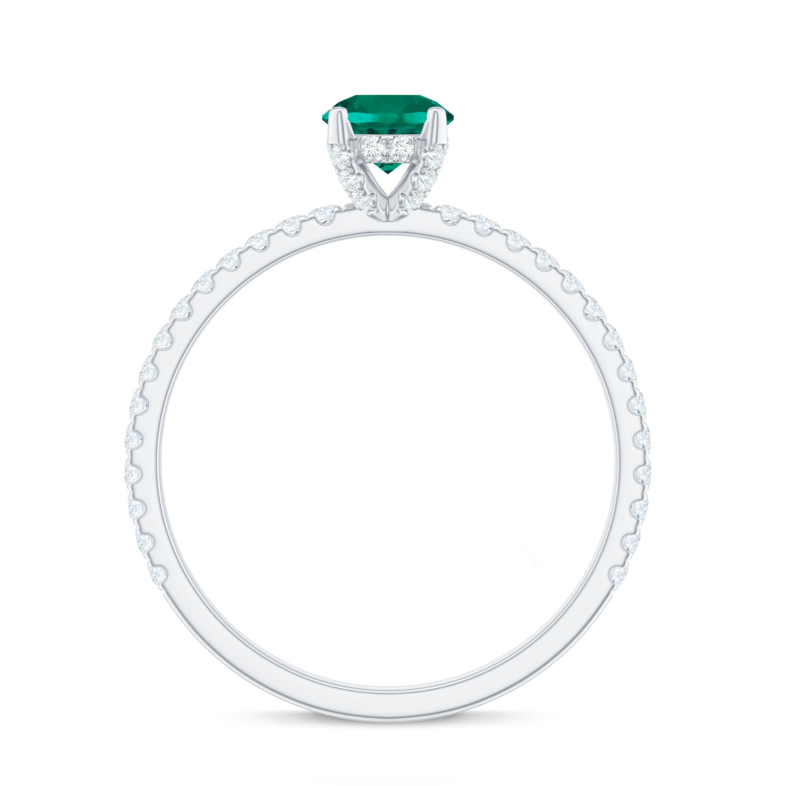 2.25 CT Created Emerald and Diamond Promise Ring Lab Created Emerald - ( AAAA ) - Quality - Rosec Jewels