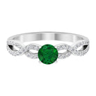 1 CT Created Emerald and Diamond Crossover Engagement Ring Lab Created Emerald - ( AAAA ) - Quality - Rosec Jewels