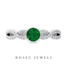 1 CT Created Emerald and Diamond Crossover Engagement Ring Lab Created Emerald - ( AAAA ) - Quality - Rosec Jewels