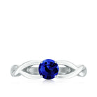 Certified Lab Created Blue Sapphire Solitaire Ring with Surprise Diamond Lab Created Blue Sapphire - ( AAAA ) - Quality - Rosec Jewels